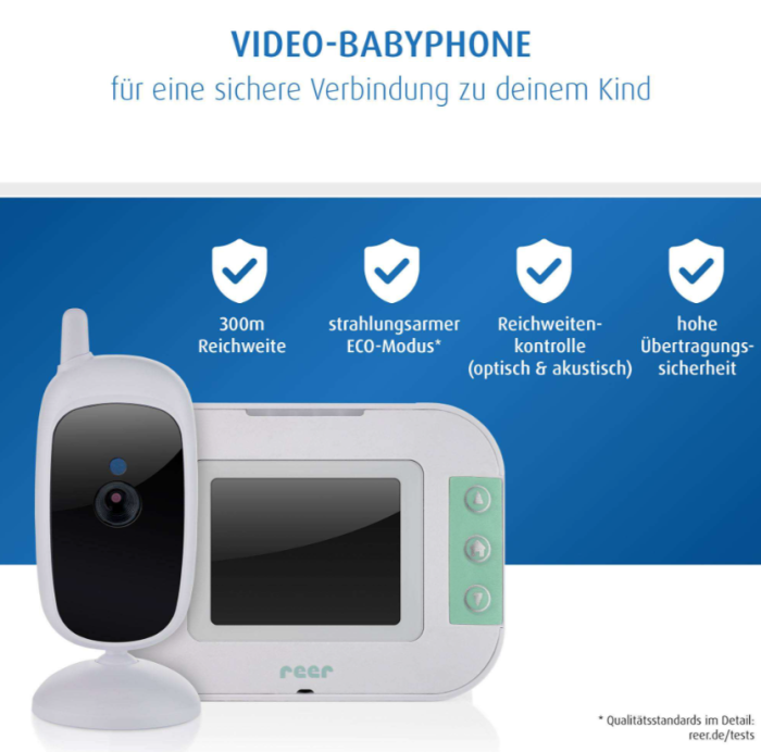 Preview: Hochauflösendes LCD-Farbdisplay der Reer BabyCam S Elterneinheit zur optimalen Videoüberwachung des Babys.